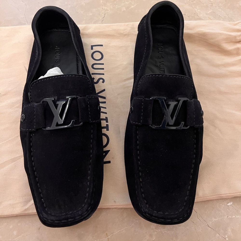 Louis Vuitton men’s Monte Carlo moccasin loafer flat size 8.5 excellent black